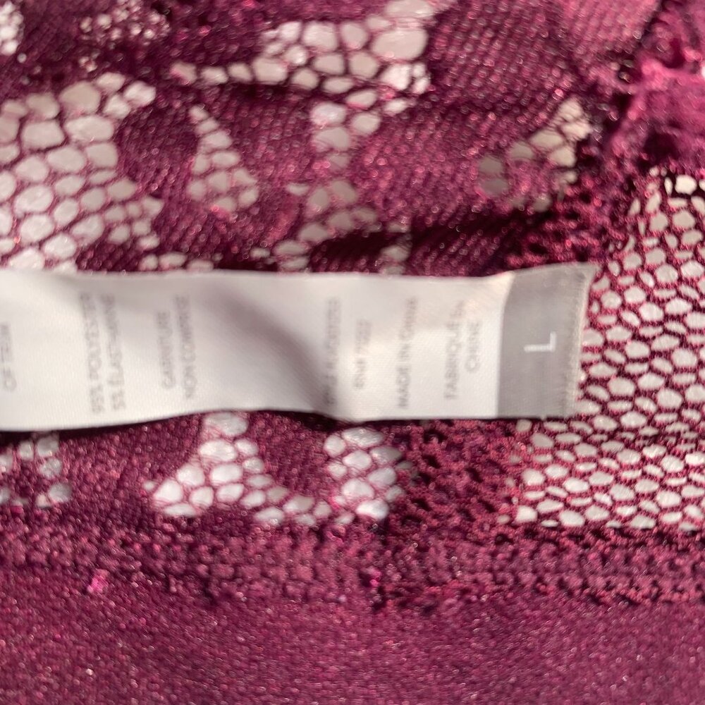 Lucky Brand Burgundy Lace Bralette Size L Lightly Padded - Picture 3 of 11